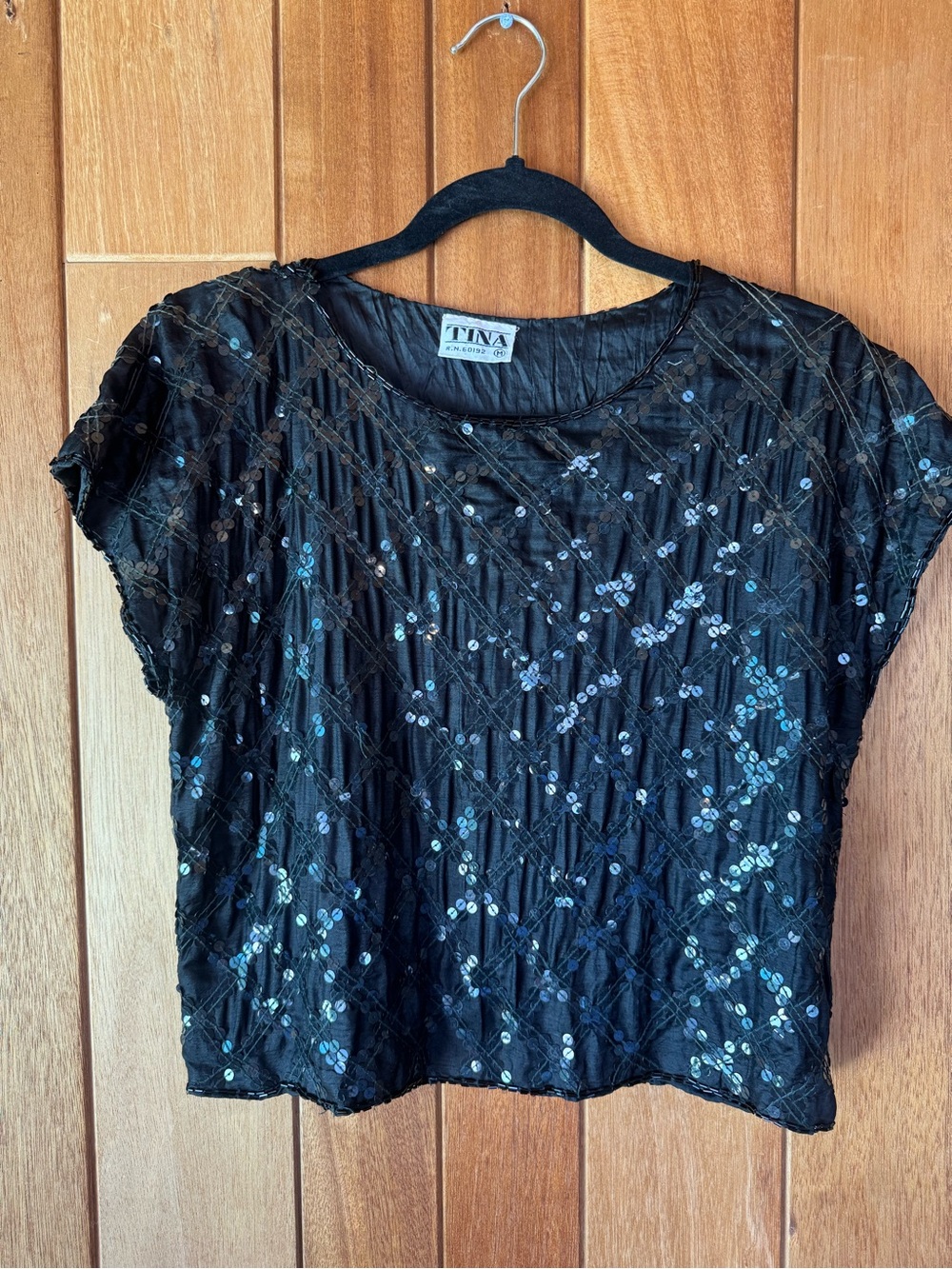 Black Vintage Sequin Top